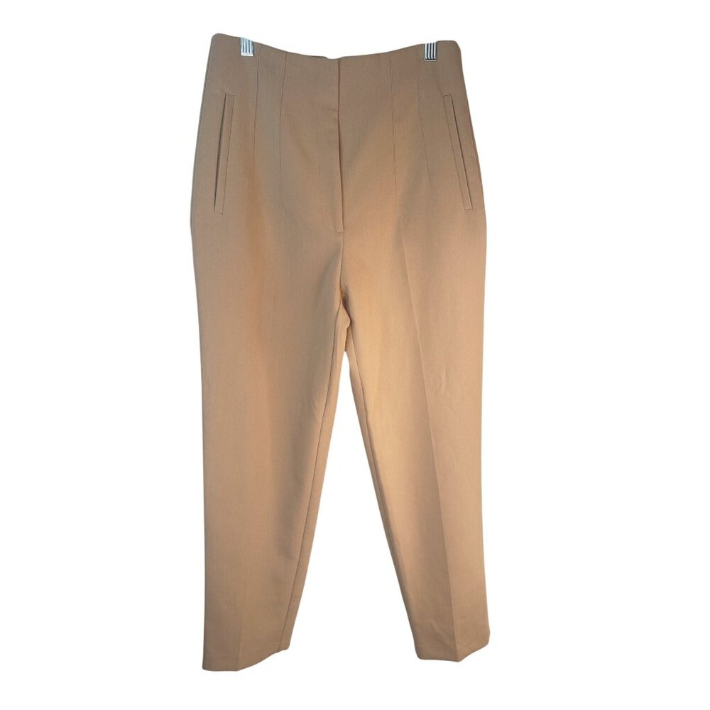 ZARA Camel Tan M High Waisted Tailored Trousers Side Pockets - Picture 3 of 14